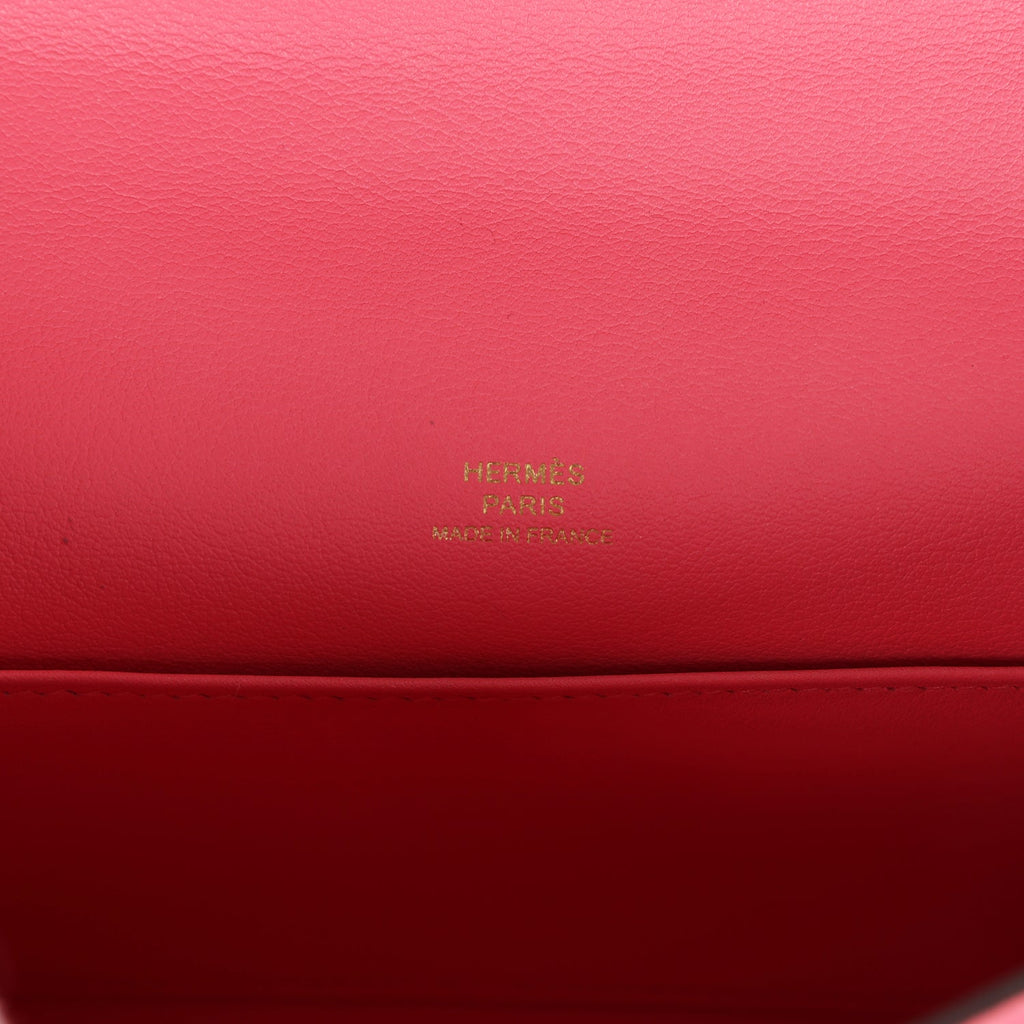 New Hermes Kelly Pochette Rose Azalee Swift Gold Hardware