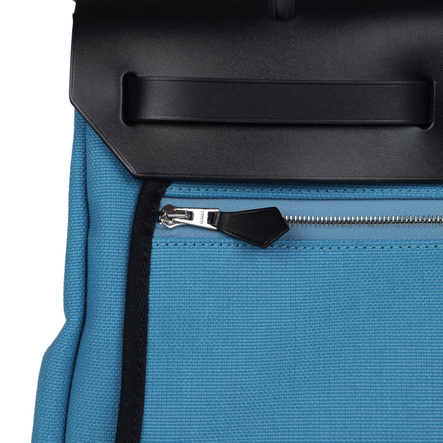 Hermes Herbag Zip PM 31 Blue Jean Toile H and Black Vache Hunter Palladium Hardware