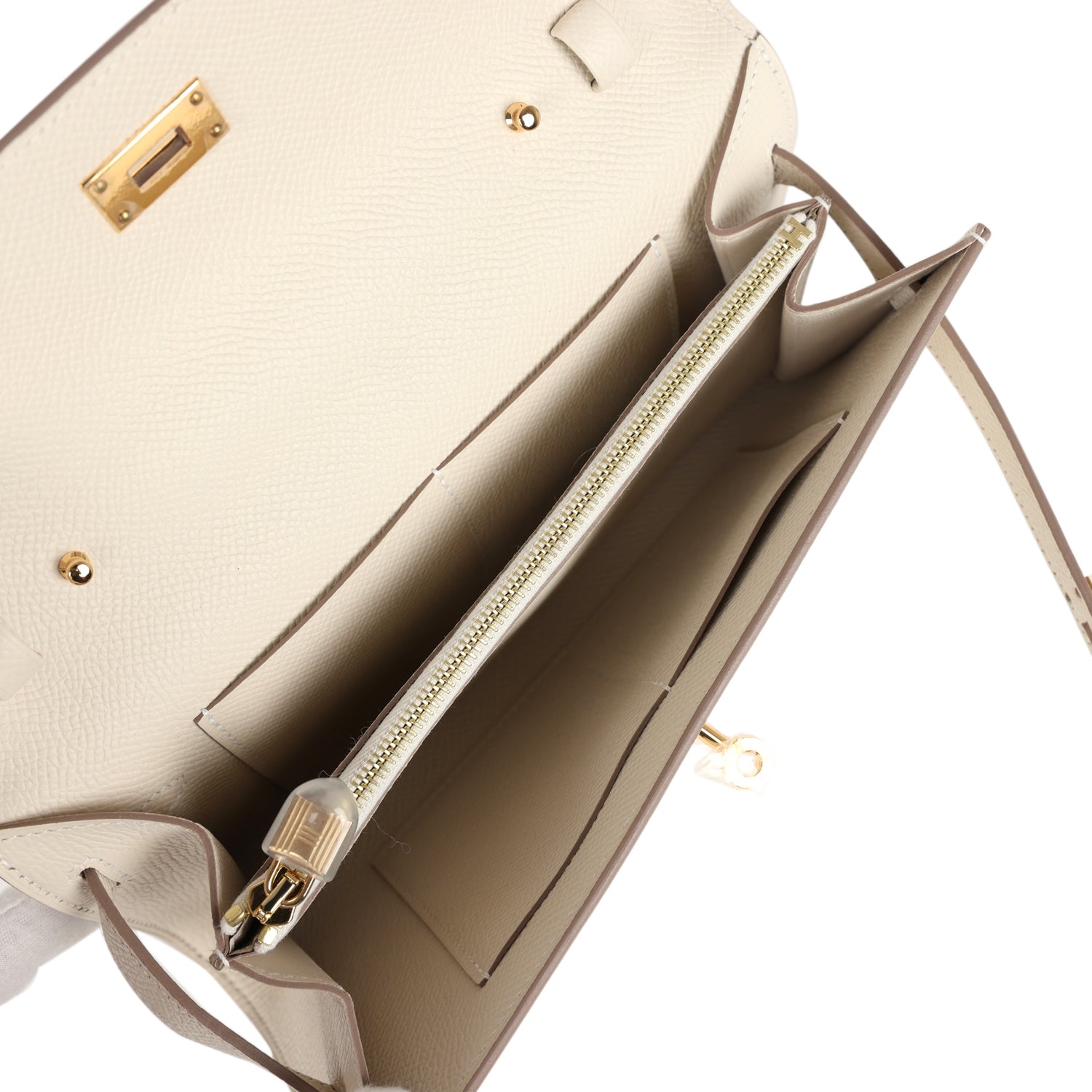 Hermes Kelly Wallet To Go Craie Epsom Gold Hardware