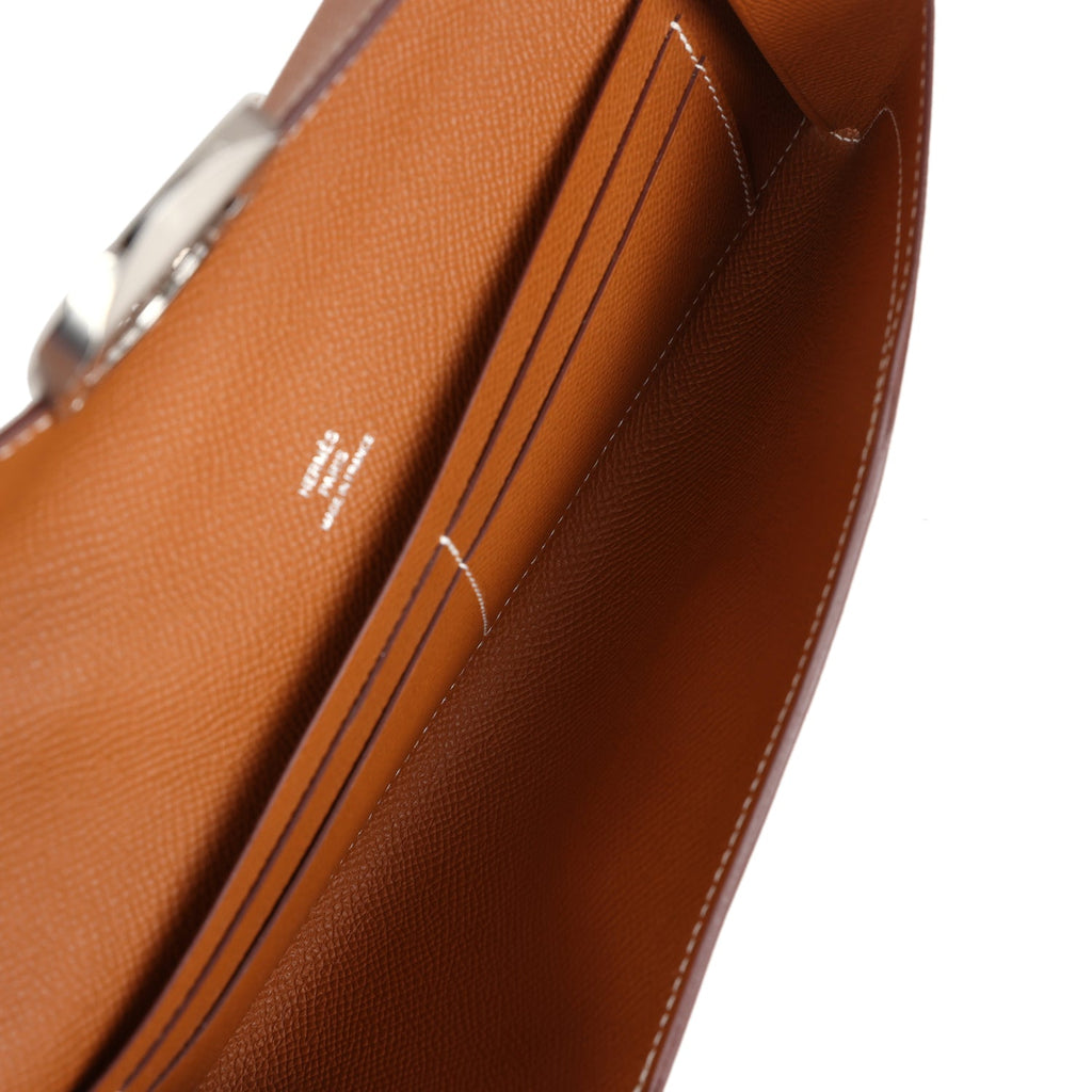 Hermes Maillon Chaine d' Ancre Wallet to Go Gold Epsom Palladium Hardware