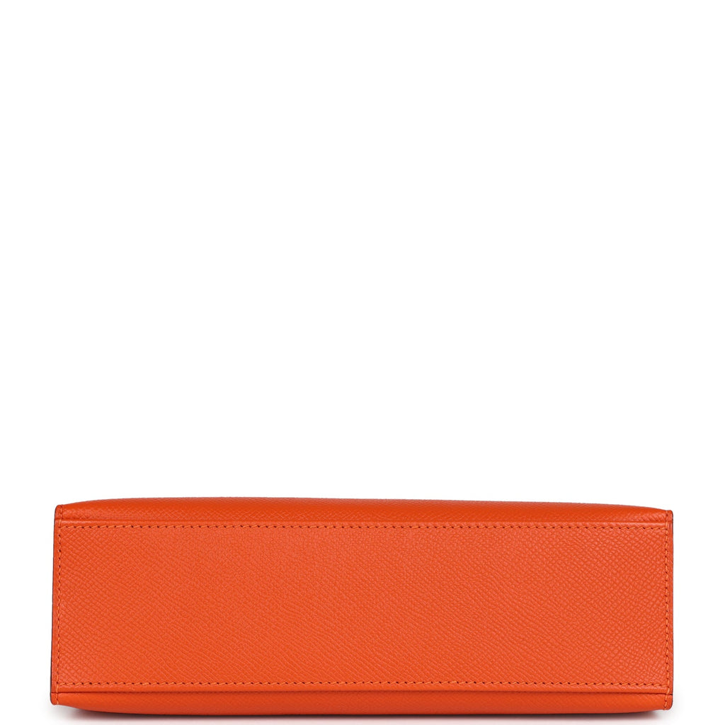 Pre-owned Hermes Kelly Pochette Feu Epsom Palladium Hardware