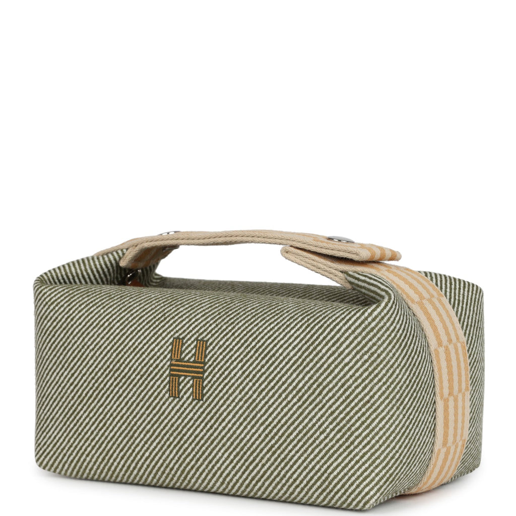 Hermes Bride-A-Brac PM Vert Natte Canvas and Wool Palladium Hardware