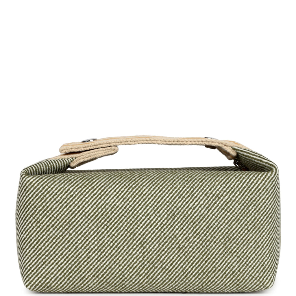 Hermes Bride-A-Brac PM Vert Natte Canvas and Wool Palladium Hardware