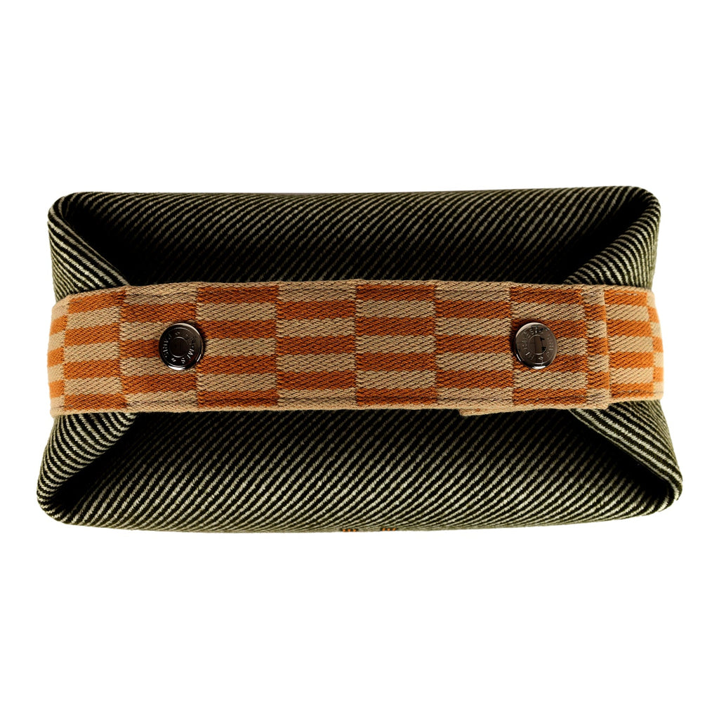 Hermes Bride-A-Brac PM Vert Natte Canvas and Wool Palladium Hardware
