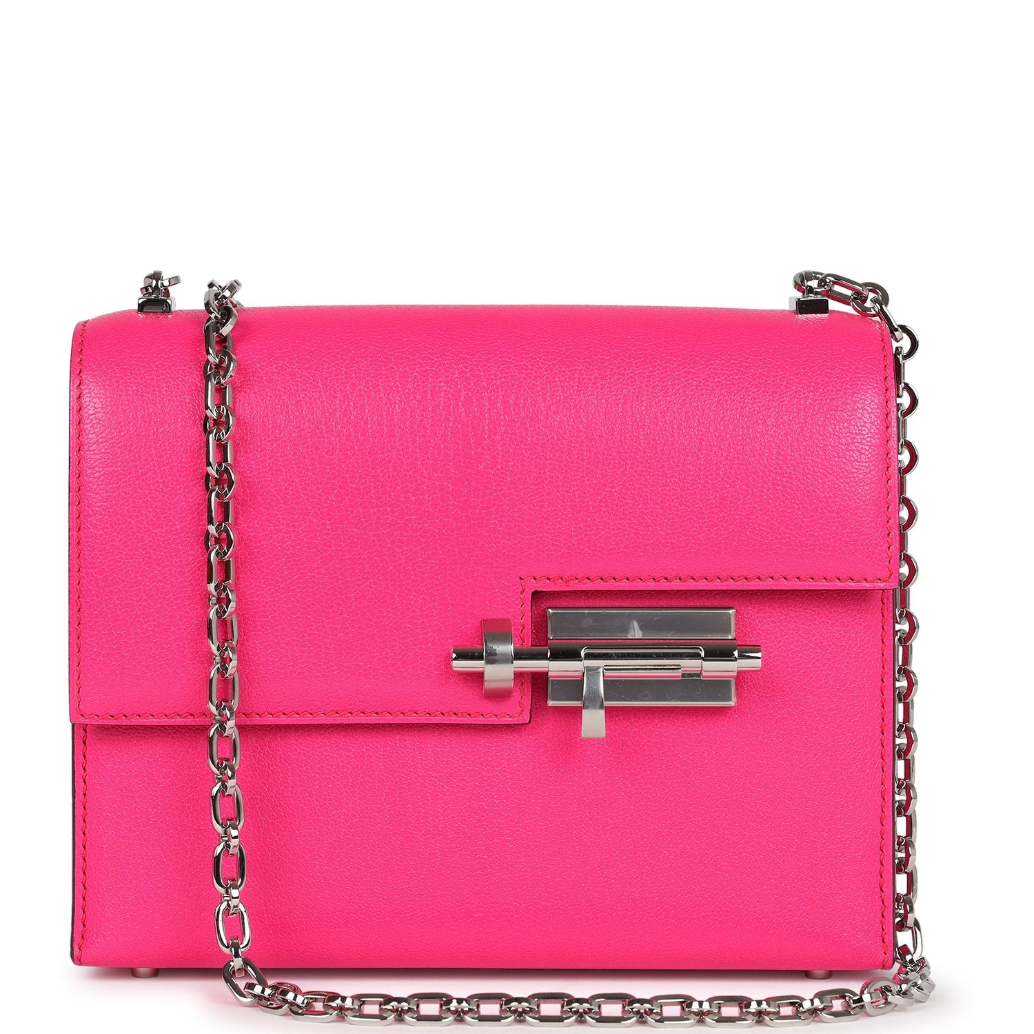 New Hermes Mini Verrou Chaine Bag Rose Pop Chevre Chamkila Palladium Hardware