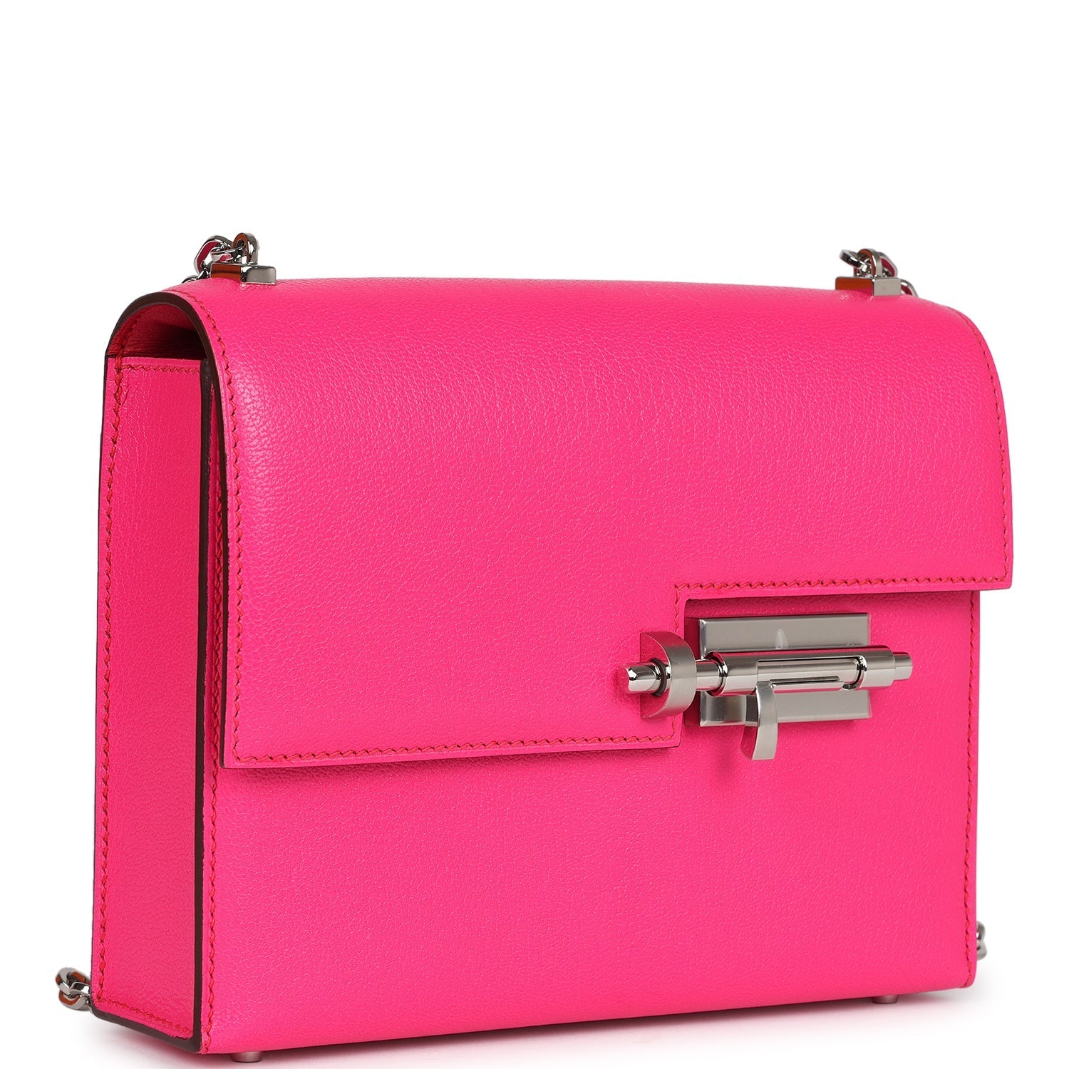 New Hermes Mini Verrou Chaine Bag Rose Pop Chevre Chamkila Palladium Hardware