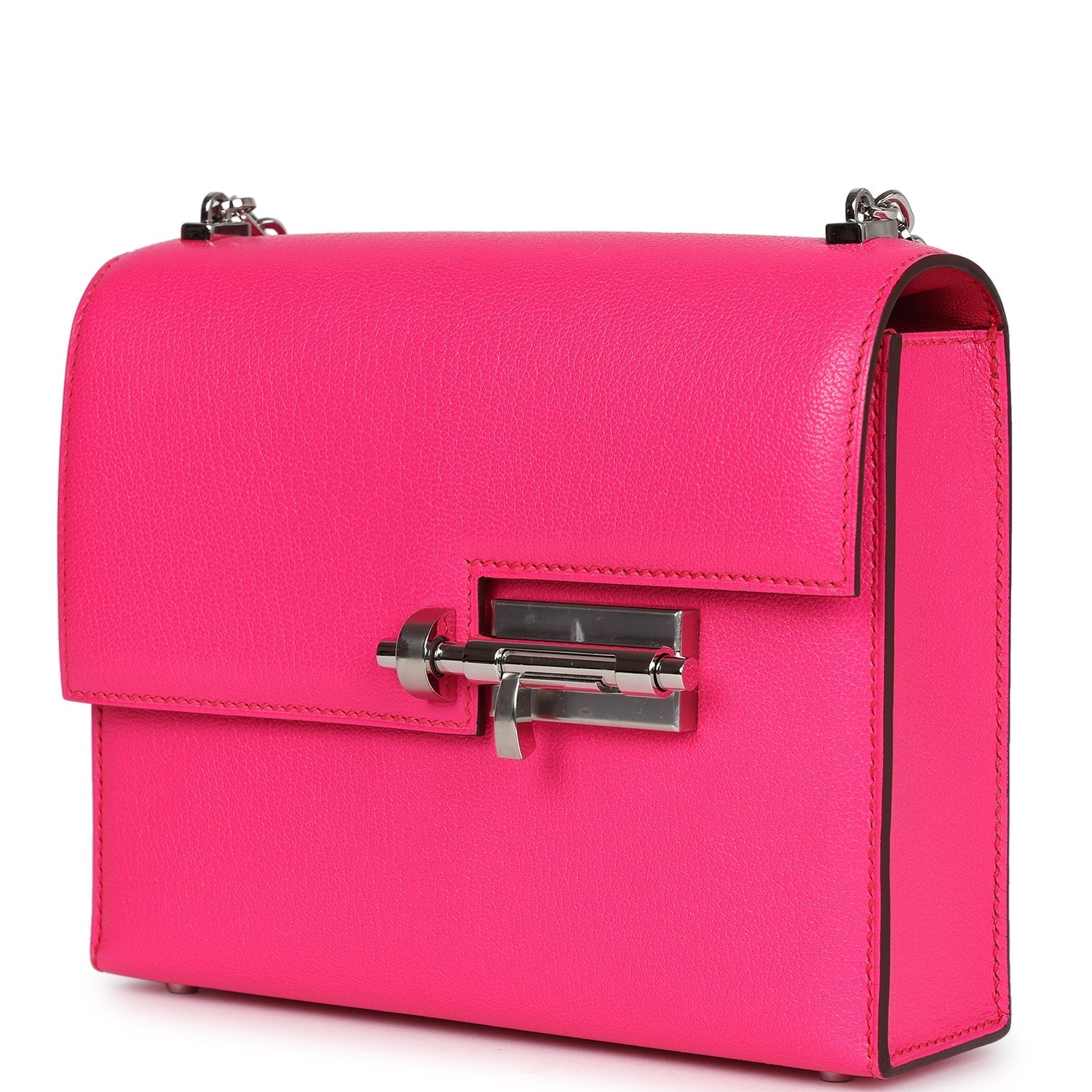 New Hermes Mini Verrou Chaine Bag Rose Pop Chevre Chamkila Palladium Hardware