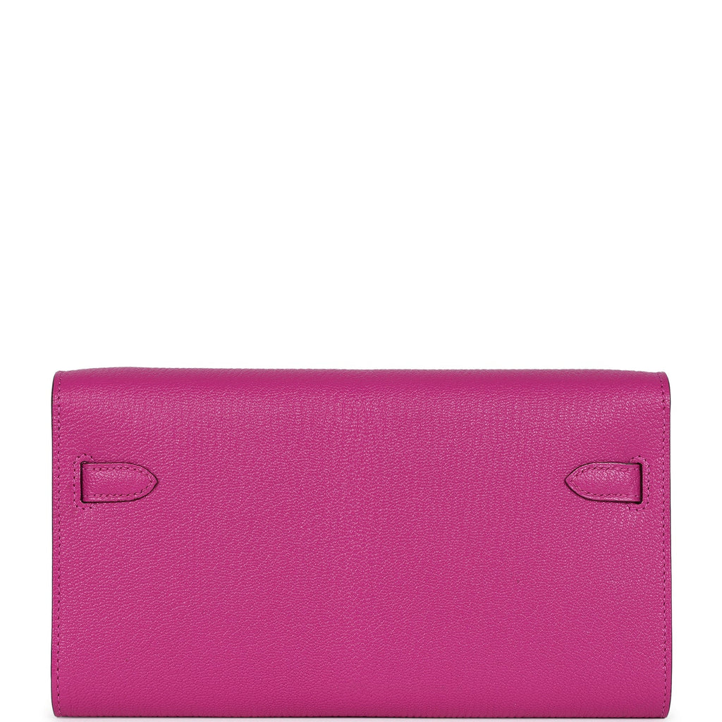 Hermes Kelly Wallet To Go Rose Pourpre Chevre Mysore Palladium Hardware