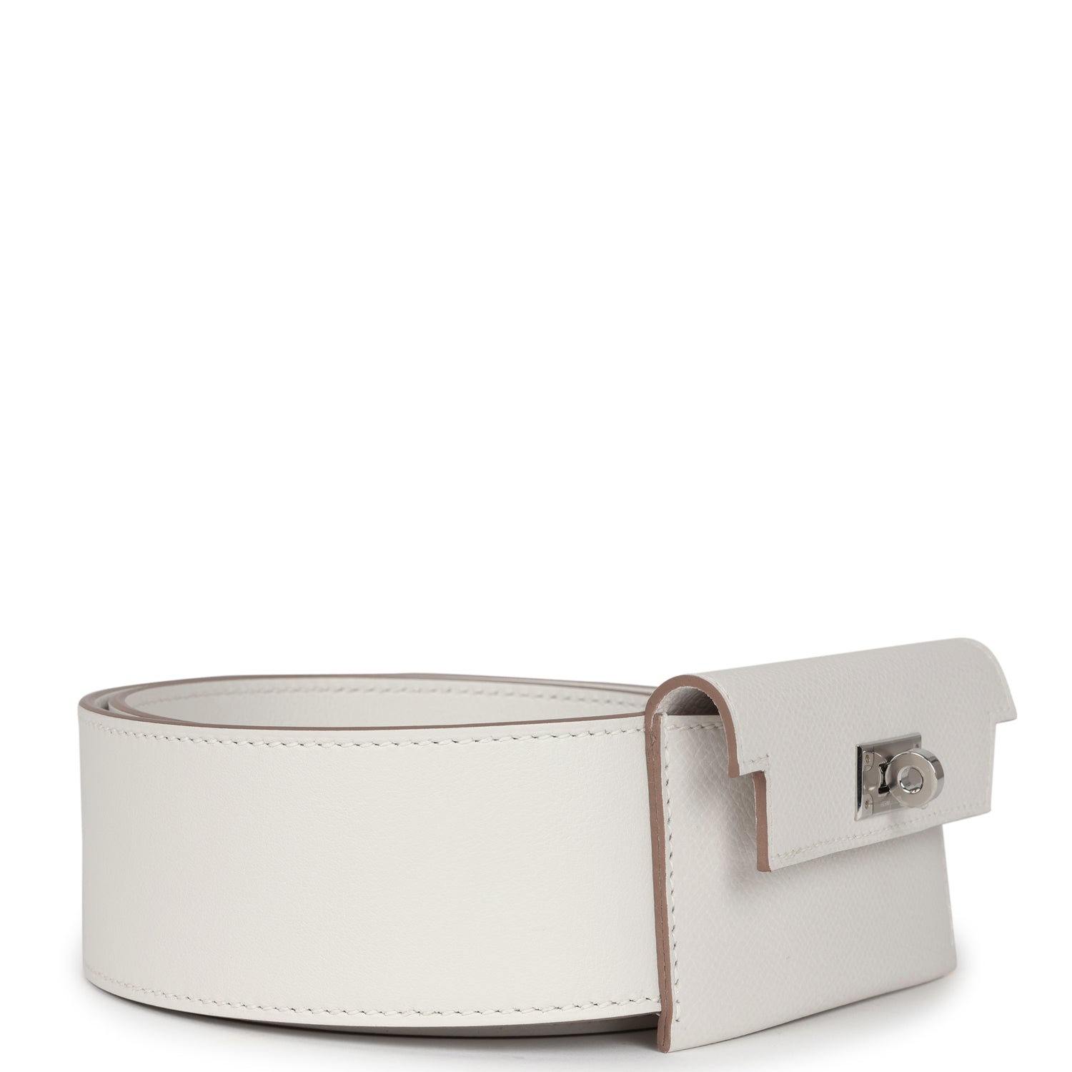 Hermes Kelly Pocket Bag Strap 105 CM Gris Pale Epsom and Swift Palladium Hardware