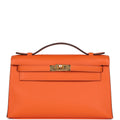 Hermes Special Order (HSS) Kelly Pochette Orange Verso Swift Gold Hardware