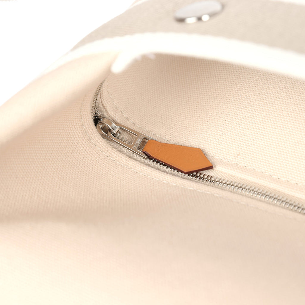 Hermes Bride-A-Brac GM Neutral Toile Canvas Palladium Hardware
