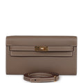 Hermes Kelly Wallet To Go Etoupe Evercolor Gold Hardware