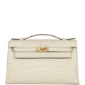 Hermes Kelly Pochette Beton Matte Alligator Gold Hardware