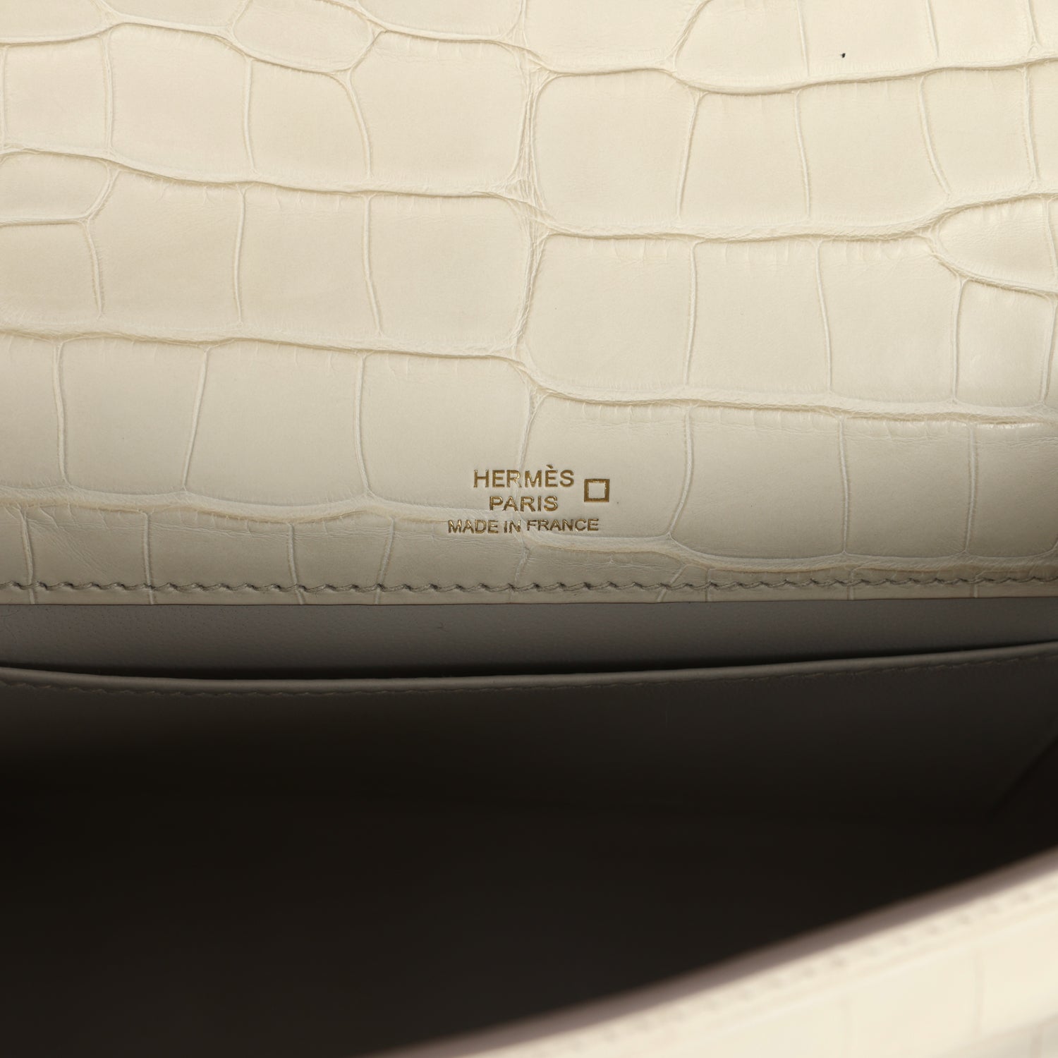 Hermes Kelly Pochette Beton Matte Alligator Gold Hardware