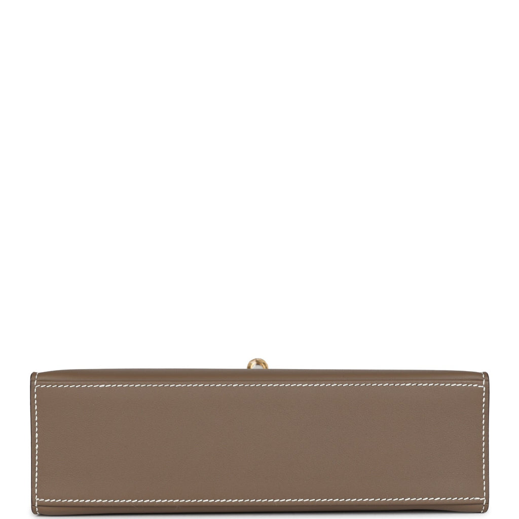 Hermes Kelly Pochette Etoupe Swift Gold Hardware