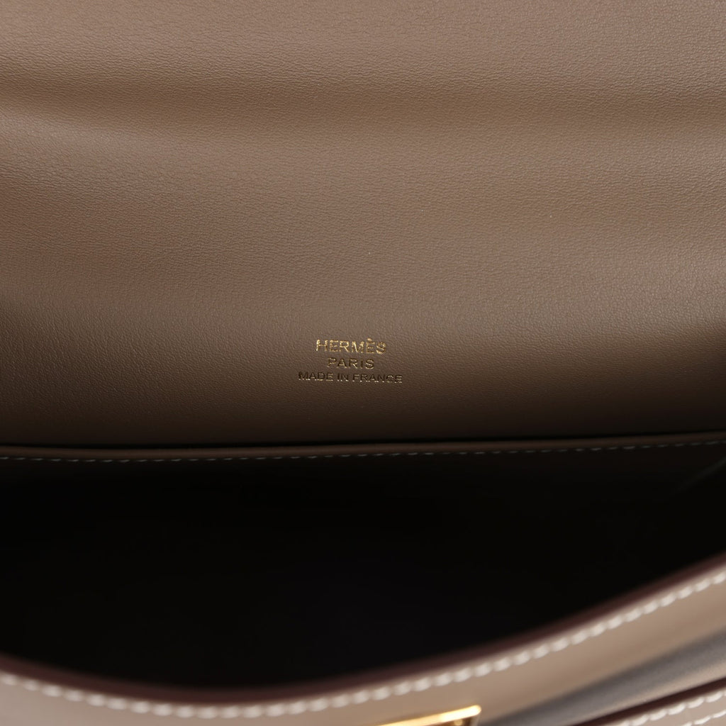 Hermes Kelly Pochette Etoupe Swift Gold Hardware