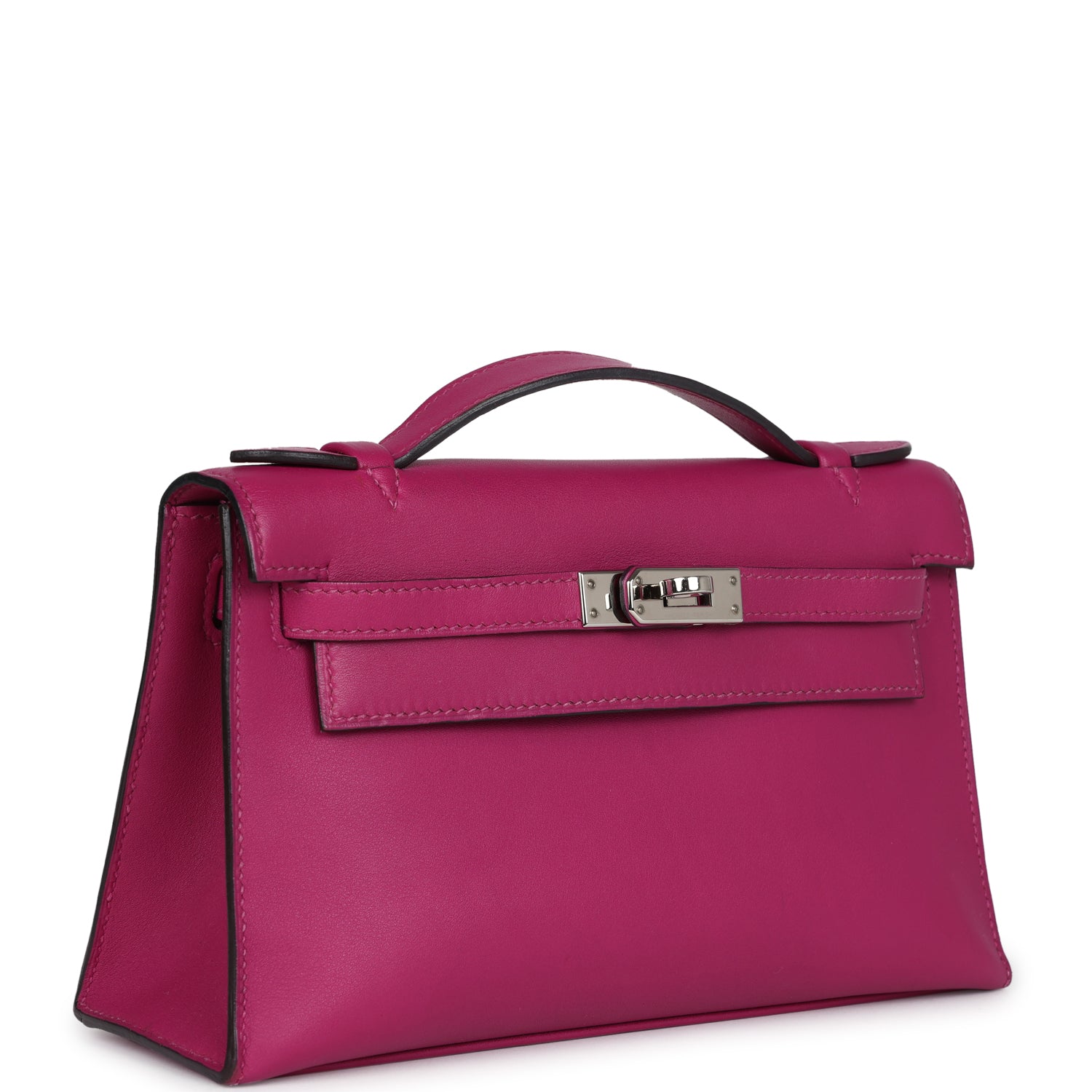 New Hermes Kelly Pochette Rose Pourpre Swift Palladium Hardware