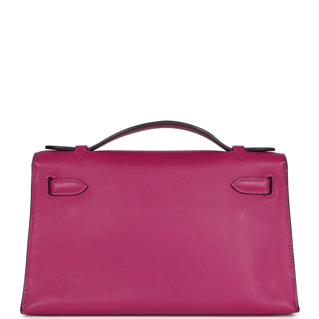 New Hermes Kelly Pochette Rose Pourpre Swift Palladium Hardware
