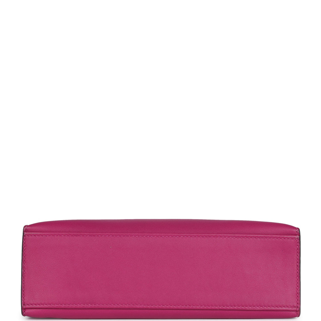 Pre-owned Hermes Kelly Pochette Rose Pourpre Swift Palladium Hardware