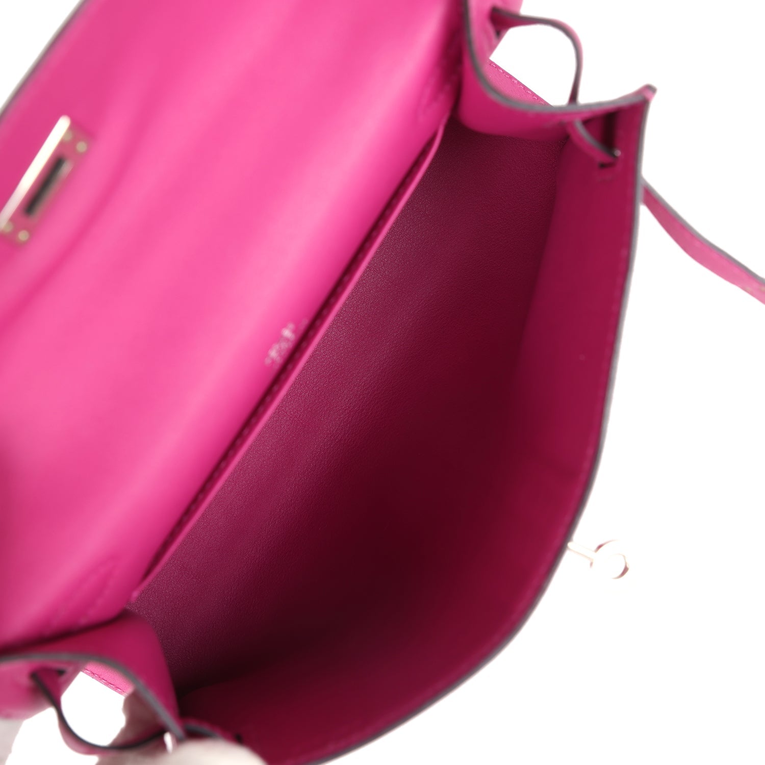 New Hermes Kelly Pochette Rose Pourpre Swift Palladium Hardware