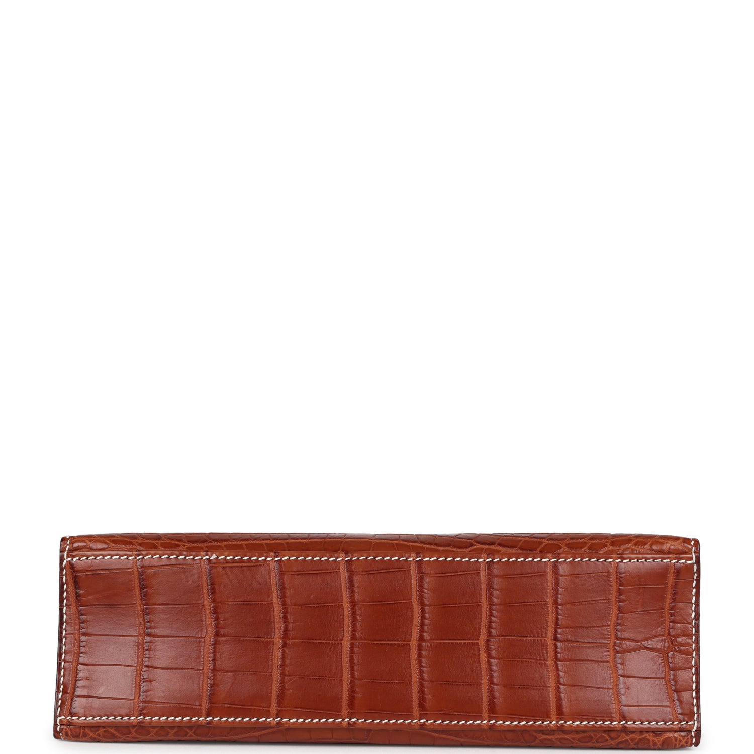 Vintage Hermes Kelly Pochette Fauve Matte Niloticus Crocodile Ruthenium Hardware