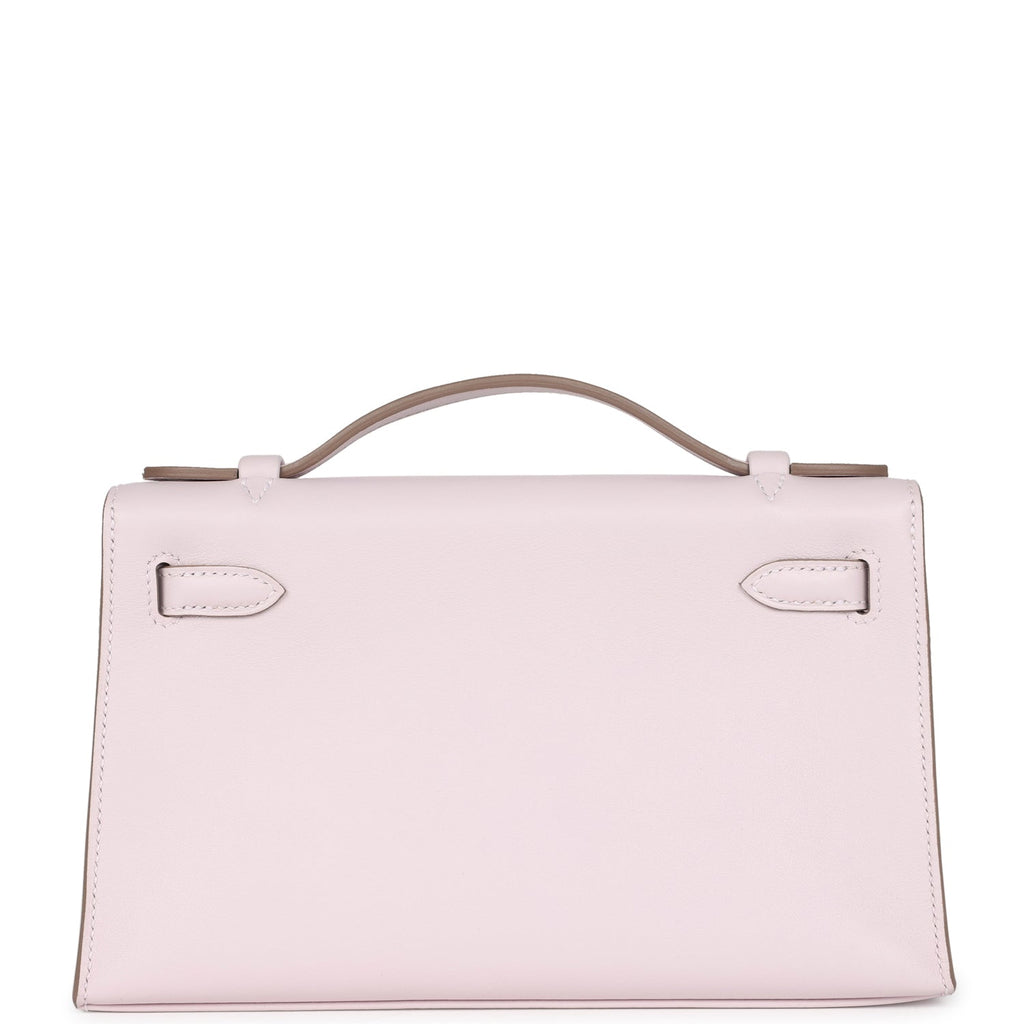 Hermes Kelly Pochette Mauve Pale Swift Palladium Hardware