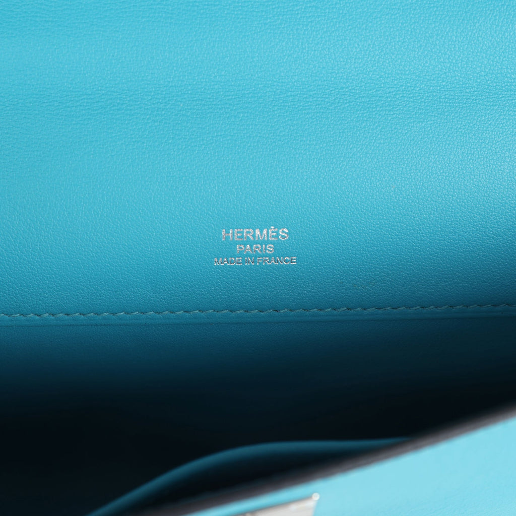 Pre-owned Hermes Kelly Cut Turquoise Swift Palladium Hardware