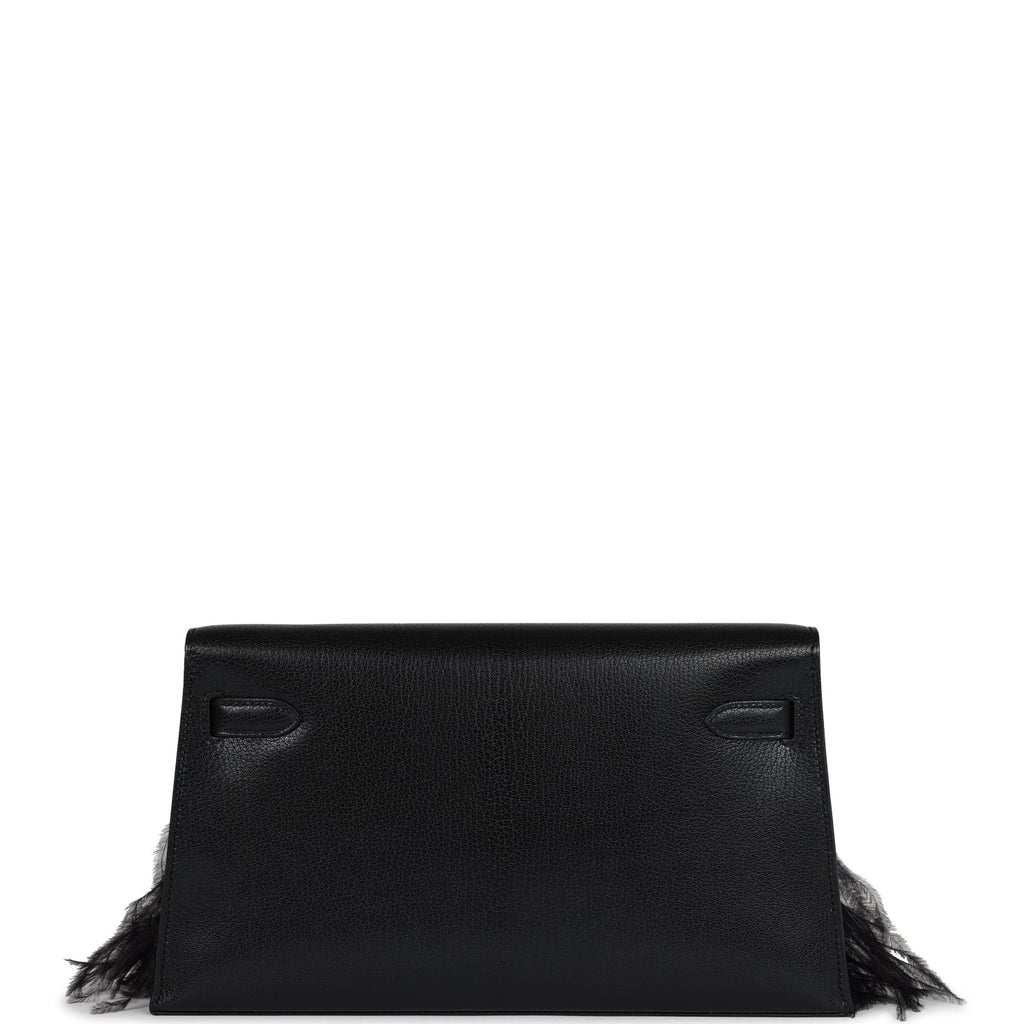 Hermes Kelly Elan Foile Chevre Chamkila and Ostrich Feather Palladium Hardware
