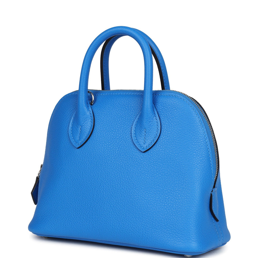 Hermes 1923 Bolide Mini Bleu France Evercolor Palladium Hardware