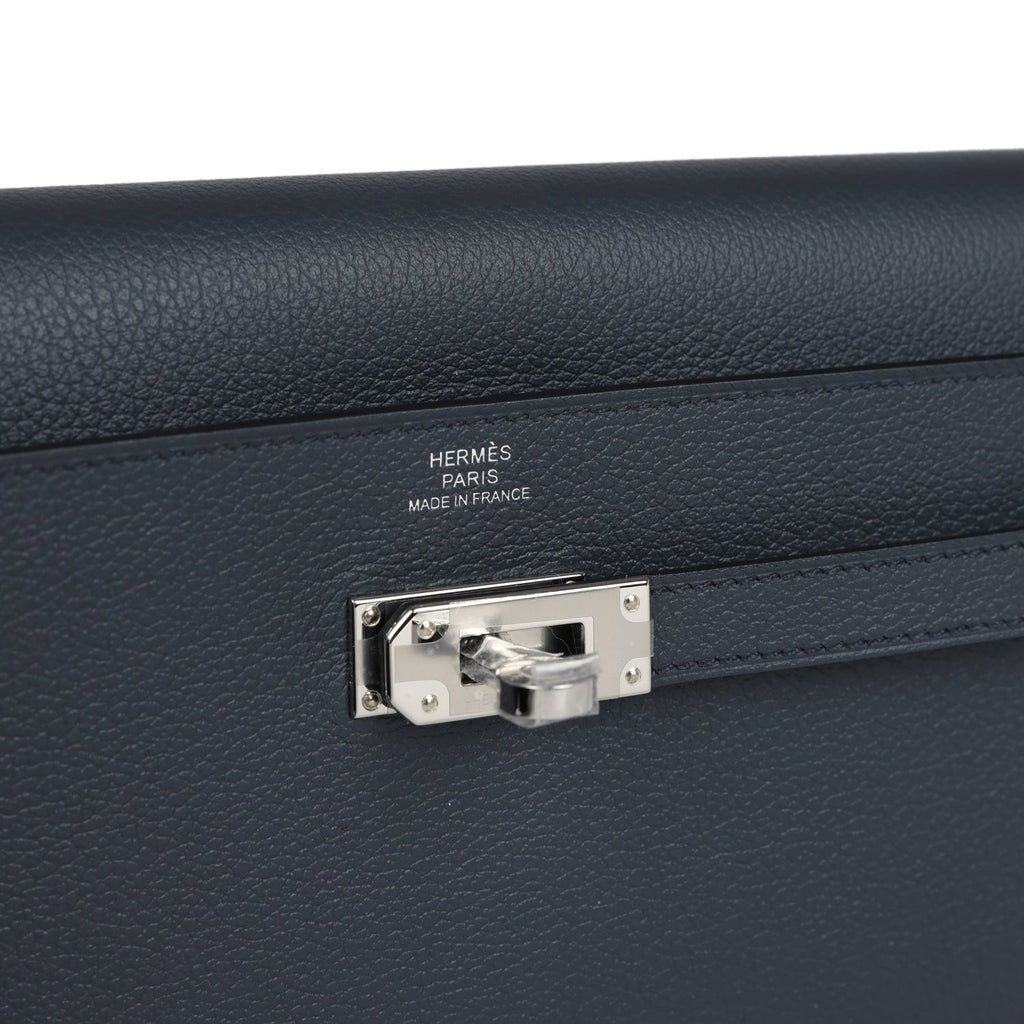 Hermes Kelly Wallet To Go Gris Misty Evercolor Palladium Hardware
