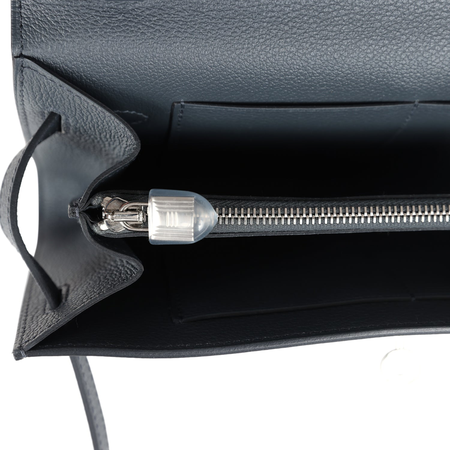 Hermes Kelly Wallet To Go Gris Misty Evercolor Palladium Hardware