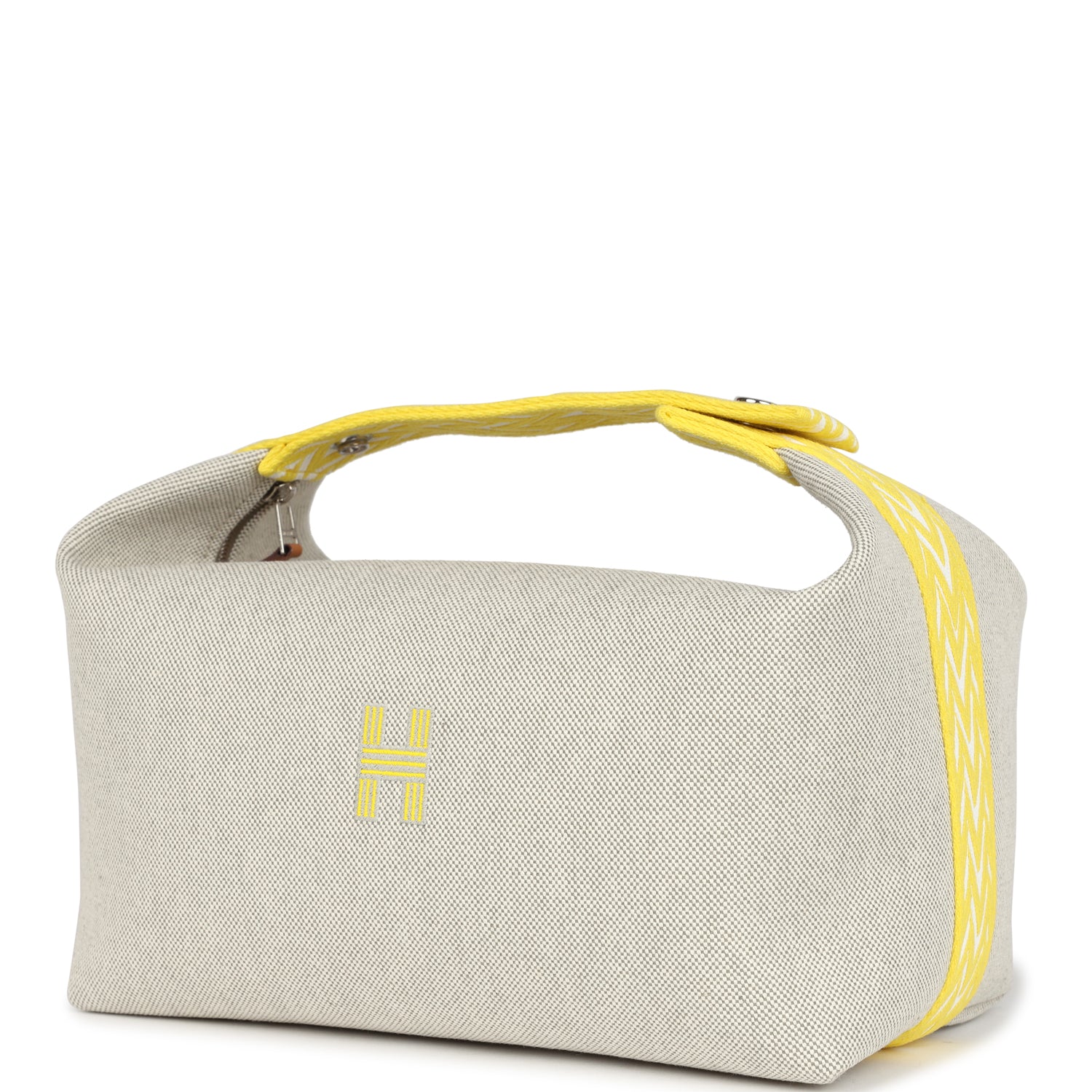 Hermes Bride A Brac Case GM Jaune Citron Plume Canvas Palladium Hardware