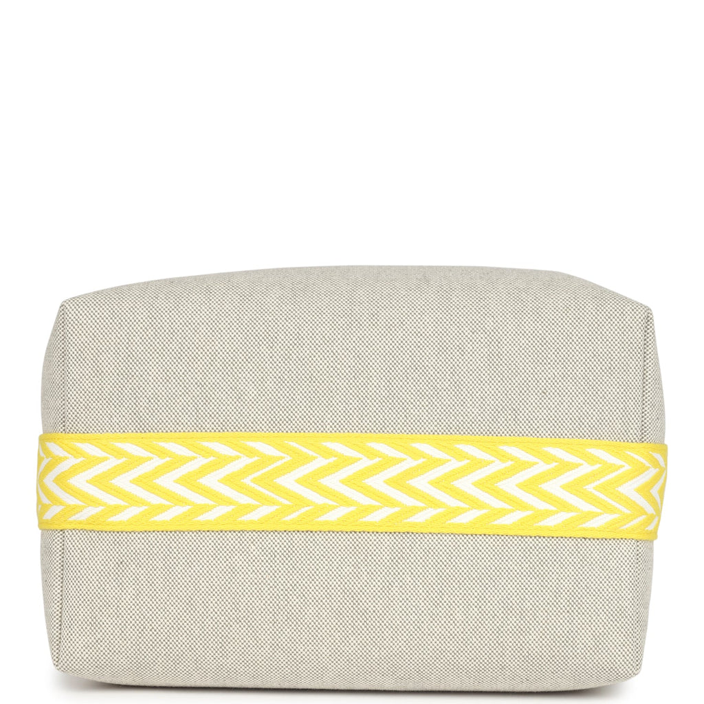 Hermes Bride A Brac Case GM Jaune Citron Plume Canvas Palladium Hardware