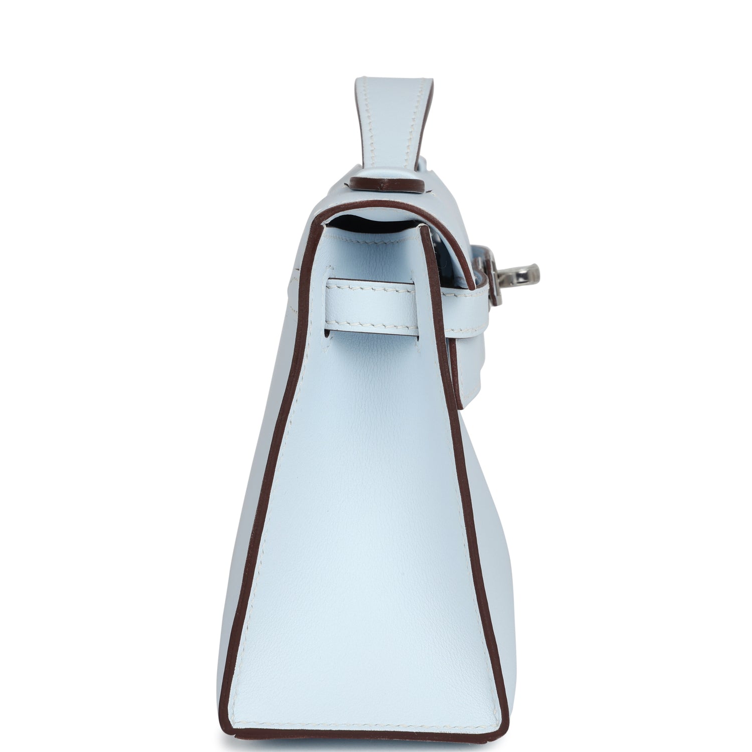 Hermes Kelly Pochette Bleu Brume Swift Palladium Hardware