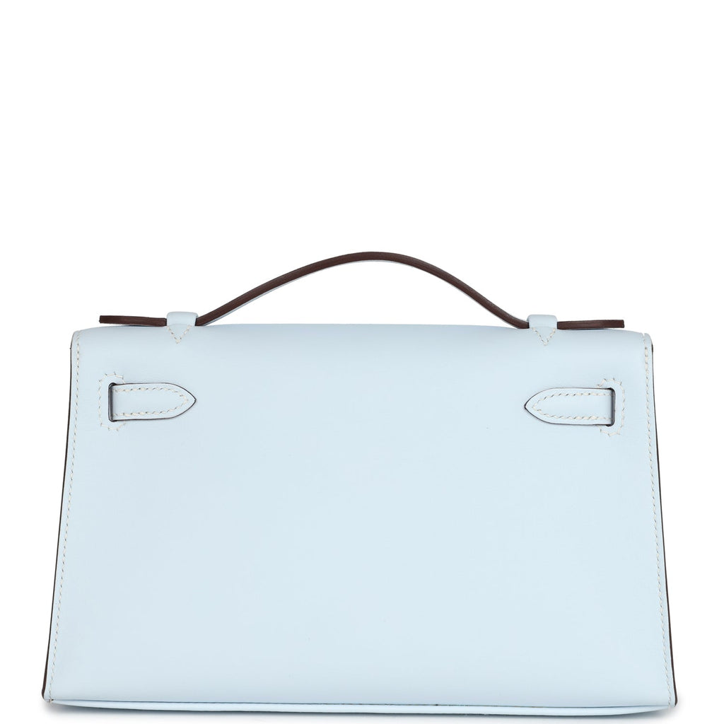 Hermes Kelly Pochette Bleu Brume Swift Palladium Hardware