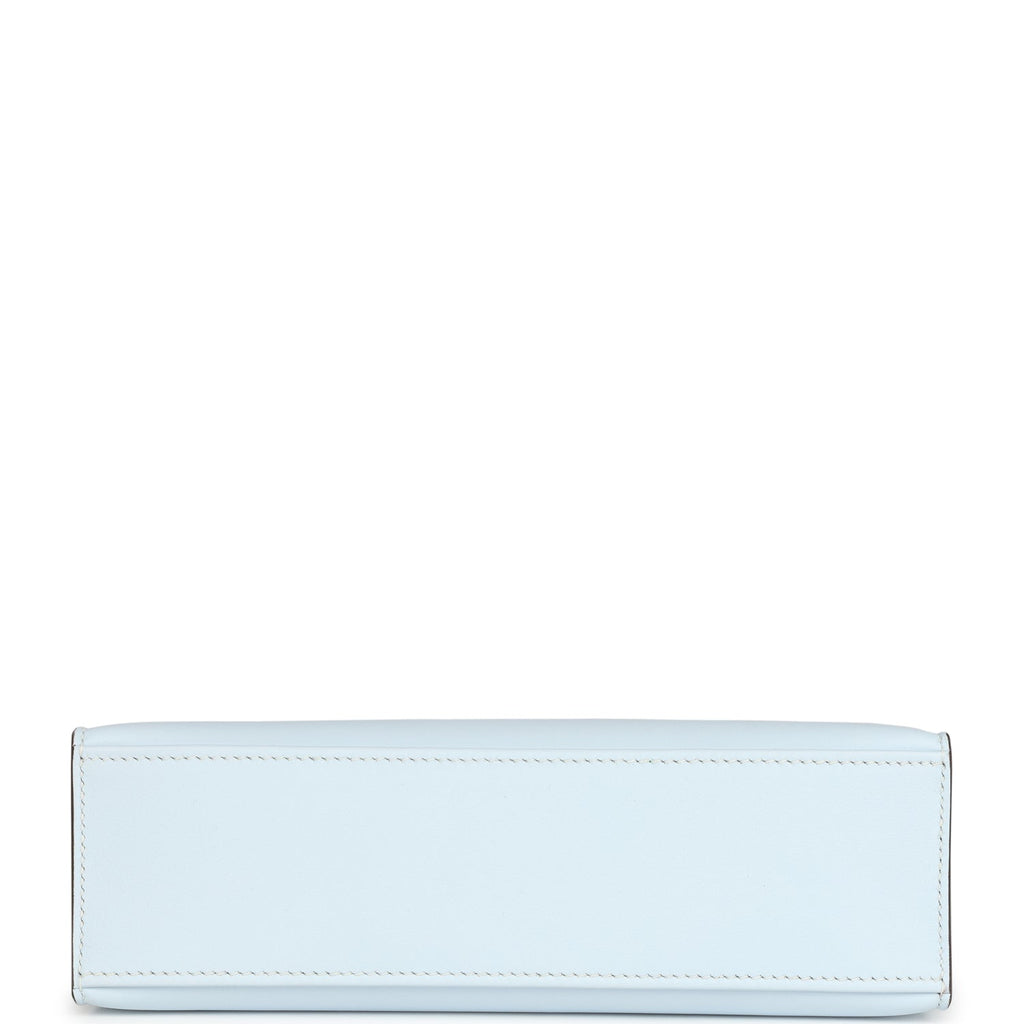 Hermes Kelly Pochette Bleu Brume Swift Palladium Hardware