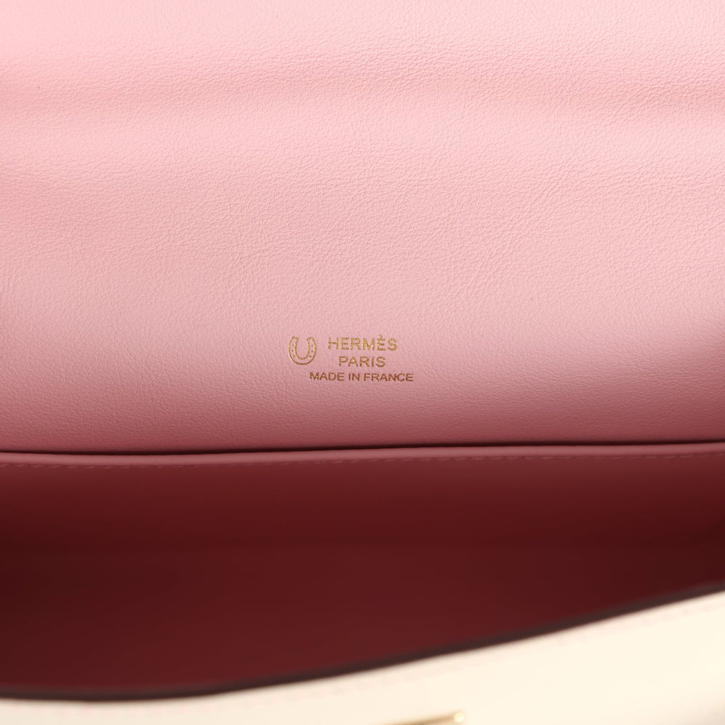 Hermes Special Order (HSS) Kelly Pochette Nata and Rose Sakura Swift Permabrass Hardware