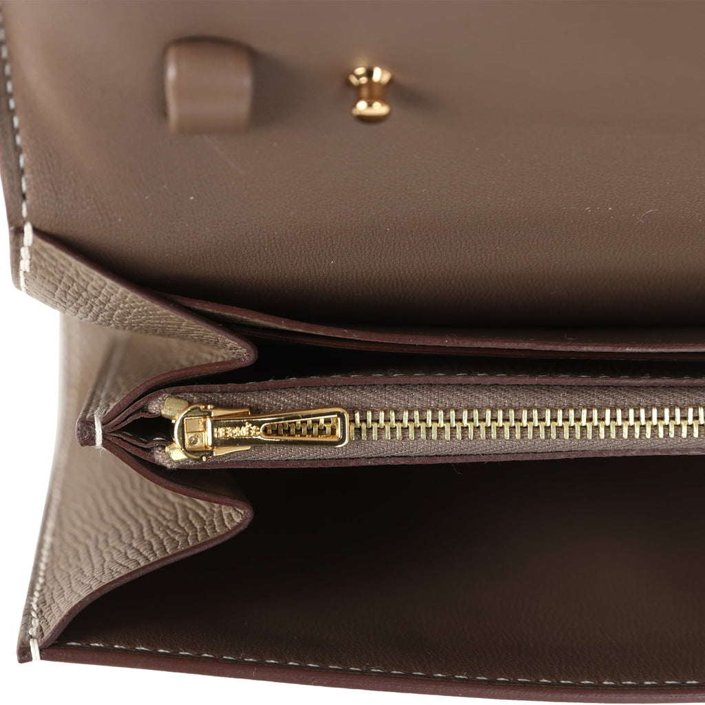 Hermes Constance Wallet To Go Etoupe Epsom Gold Hardware