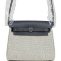 Hermes Herbag Zip 20 Mini Ecru and Ardoise Toile H Canvas and Ardoise Vache Hunter Palladium Hardware