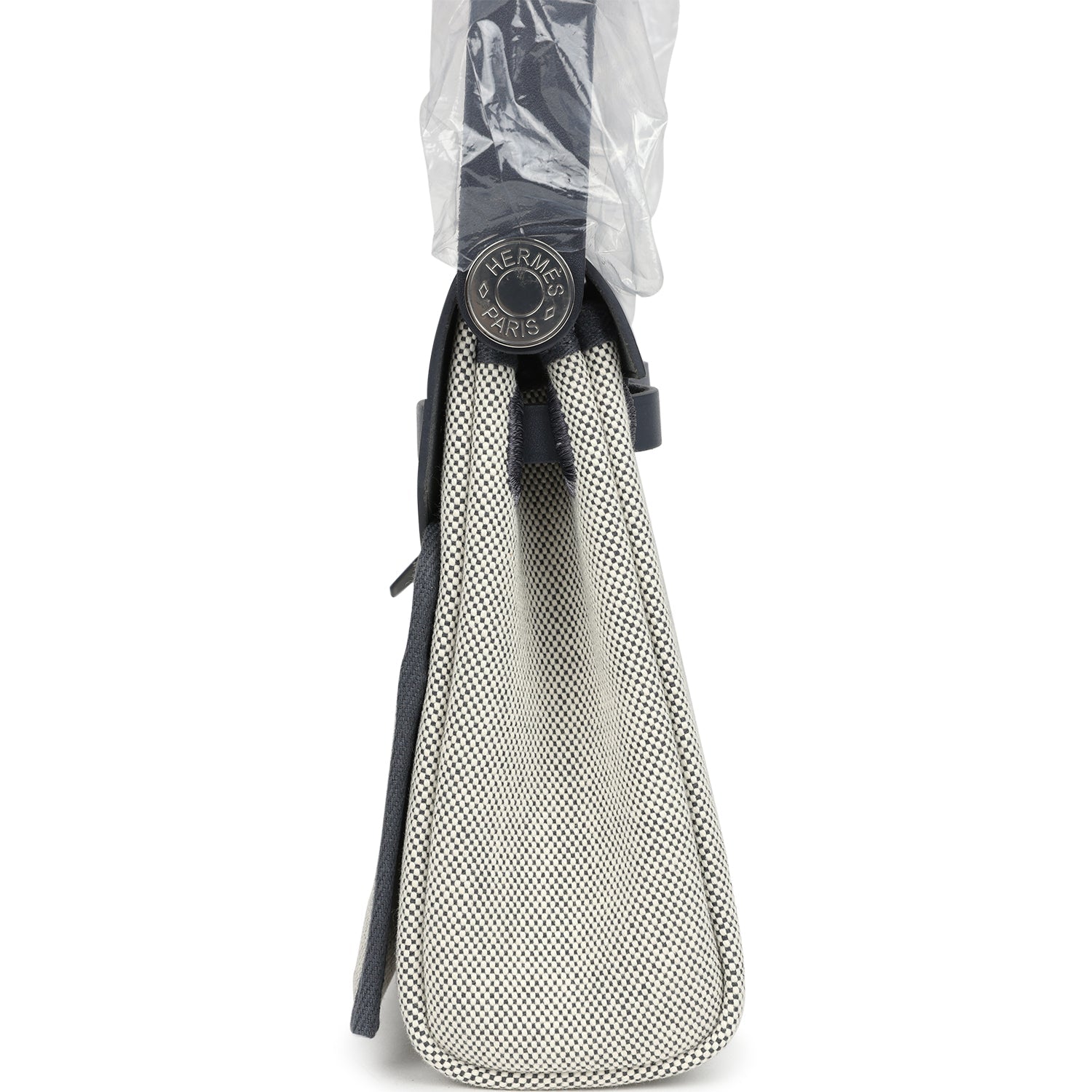 Hermes Herbag Zip 20 Mini Ecru and Ardoise Toile H Canvas and Ardoise Vache Hunter Palladium Hardware