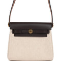 Hermes Herbag Zip 20 Mini Ecru and Beige Toile H Canvas and Ebene Vache Hunter Gold Hardware