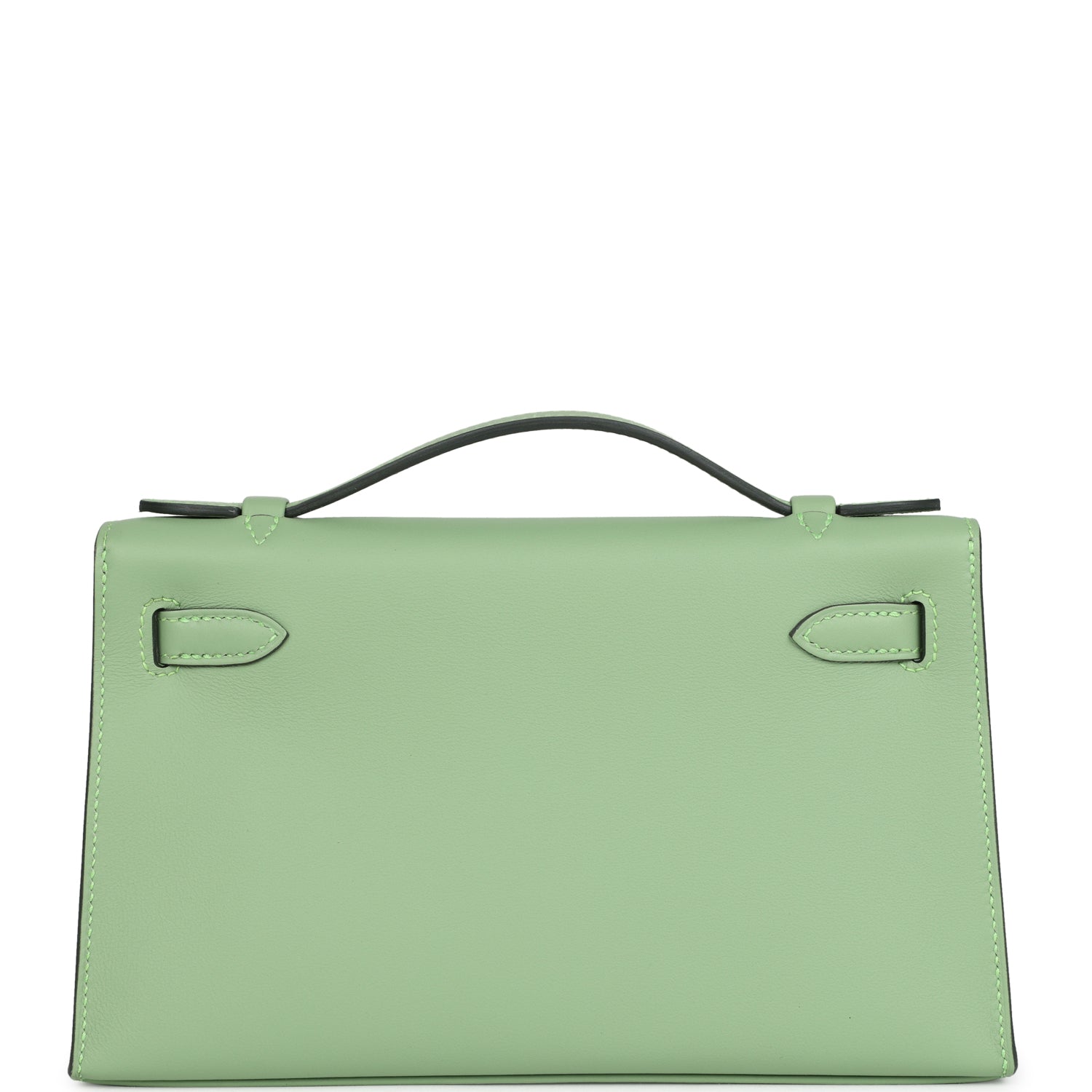 Hermes Kelly Pochette Vert Criquet Swift Palladium Hardware