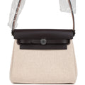 Hermes Herbag Zip 20 Mini Ecru and Beige Toile H Canvas and Ebene Vache Hunter Palladium Hardware