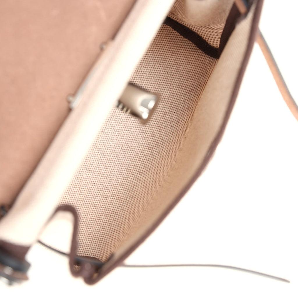 Hermes Herbag Zip 20 Mini Ecru and Beige Toile H Canvas and Ebene Vache Hunter Palladium Hardware
