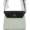 Hermes Herbag Zip 20 Mini Ecru and Vert Moyen Toile H Canvas and Black Vache Hunter Gold Hardware