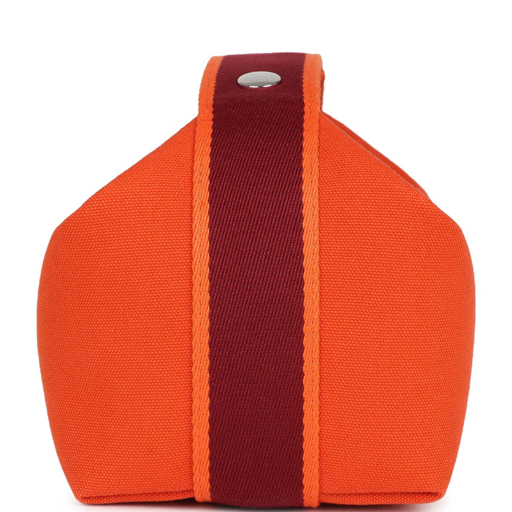 Hermes Bride A Brac Carre Case PM Feu Canvas Palladium Hardware