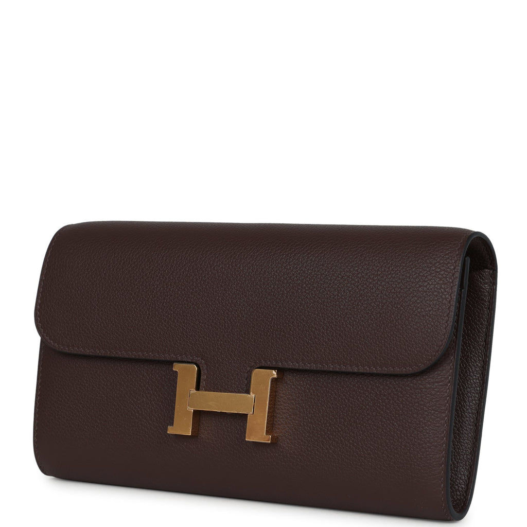 Hermes Constance Wallet To Go  Moka Evercolor Gold Hardware
