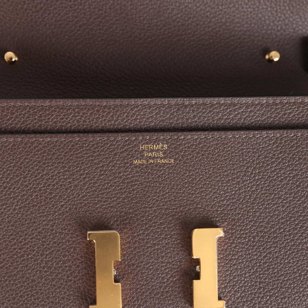Hermes Constance Wallet To Go  Moka Evercolor Gold Hardware