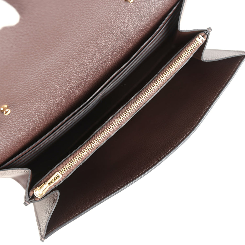 Hermes Constance Wallet To Go  Moka Evercolor Gold Hardware