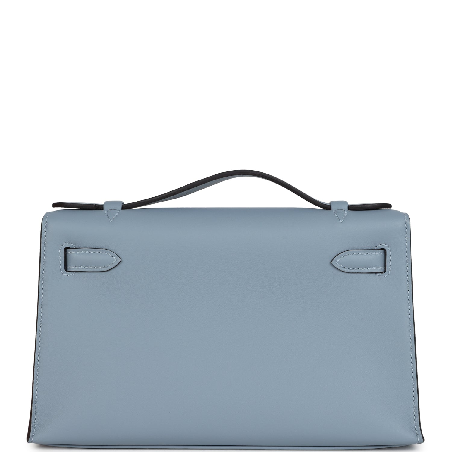 Hermes Kelly Pochette Bleu Lin Swift Palladium Hardware